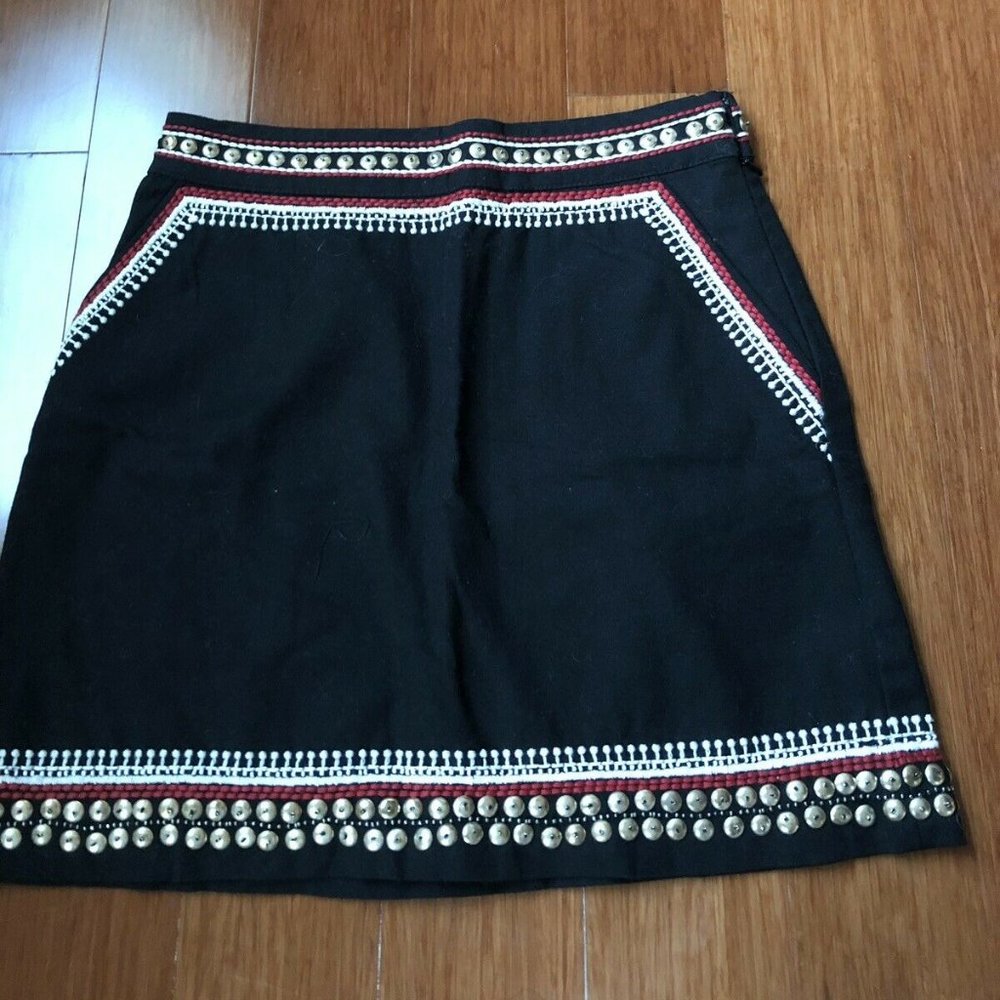 H&M Embellished Embroidered Beaded Boho Pocket Black Mini Skirt - Picture 5 of 6